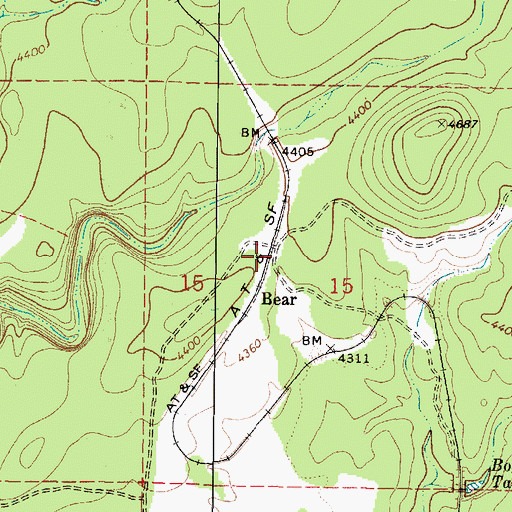 Topographic Map of Bear Railroad Station, AZ
