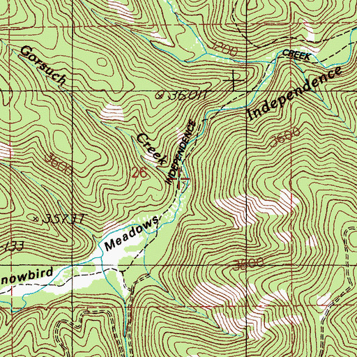 Topographic Map of Gorsuch Creek, ID
