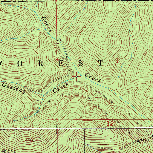 Topographic Map of Gosling Creek, ID