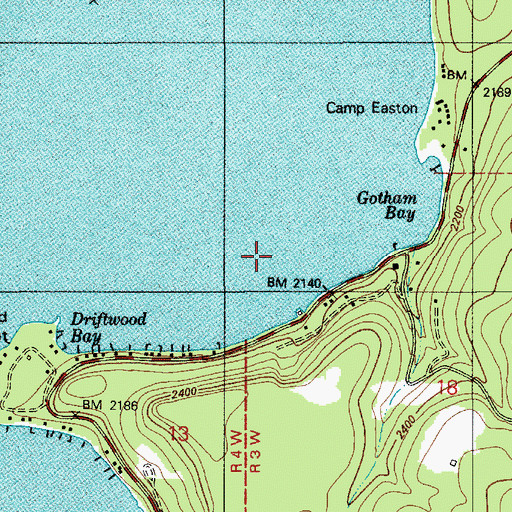 Topographic Map of Gotham Bay, ID