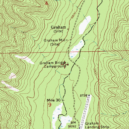 Topographic Map of Graham Bridge Campground, ID
