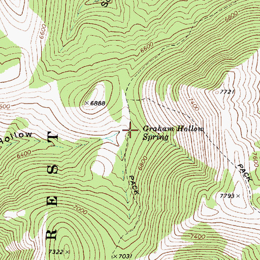 Topographic Map of Graham Hollow Spring, ID