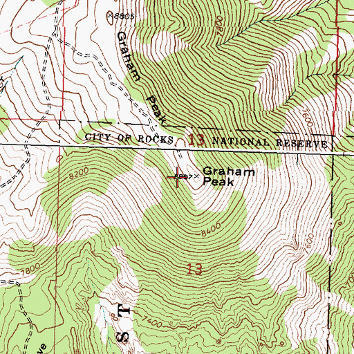Topographic Map of Graham Peak, ID
