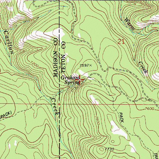 Topographic Map of Graham Spring, ID
