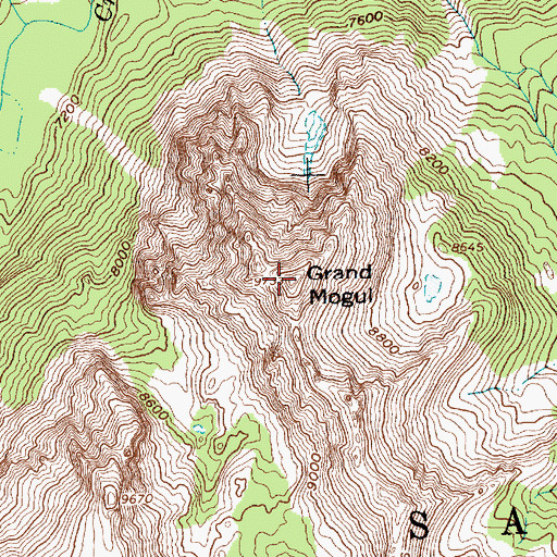 Topographic Map of Grand Mogul, ID