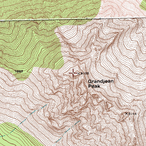 Topographic Map of Grandjean Peak, ID