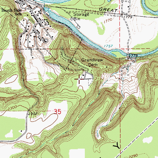 Topographic Map of Grandview Cemetery, ID