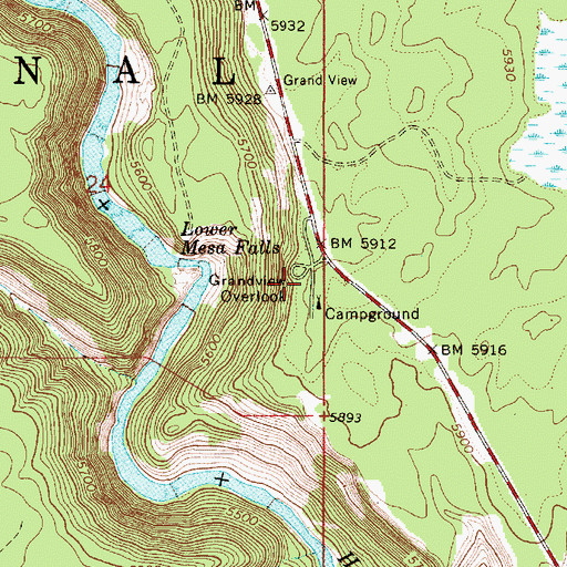 Topographic Map of Grandview Overlook, ID