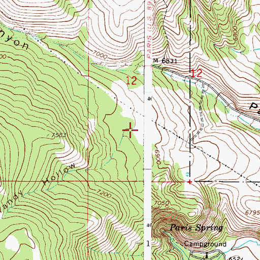 Topographic Map of Grandy Hollow, ID