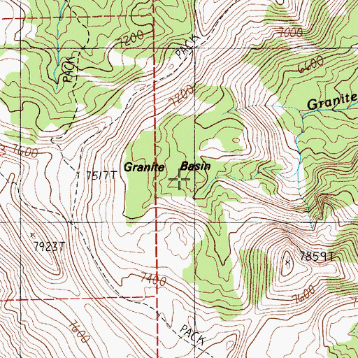 Topographic Map of Granite Basin, ID