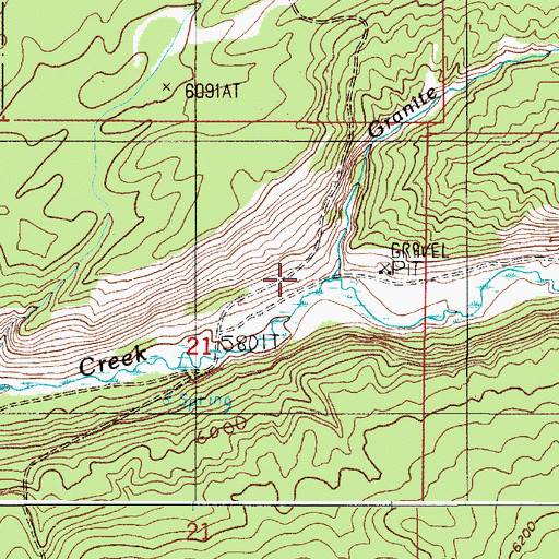 Topographic Map of Granite Creek, ID