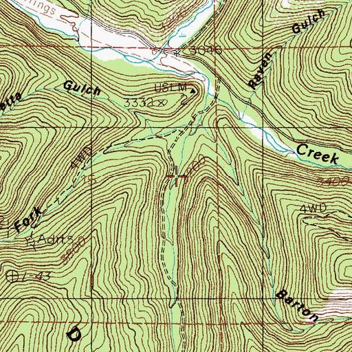 Topographic Map of Granite Gulch, ID