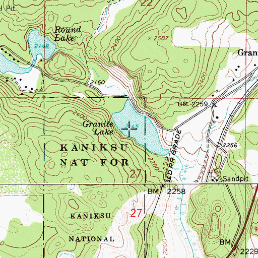 Topographic Map of Granite Lake, ID
