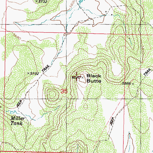 Topographic Map of Black Butte, AZ