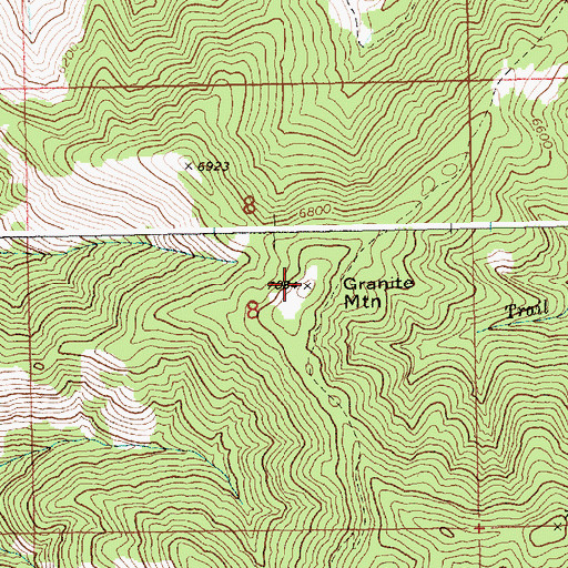 Topographic Map of Granite Mountain, ID