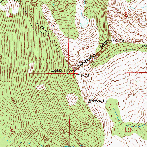 Topographic Map of Granite Mountain, ID
