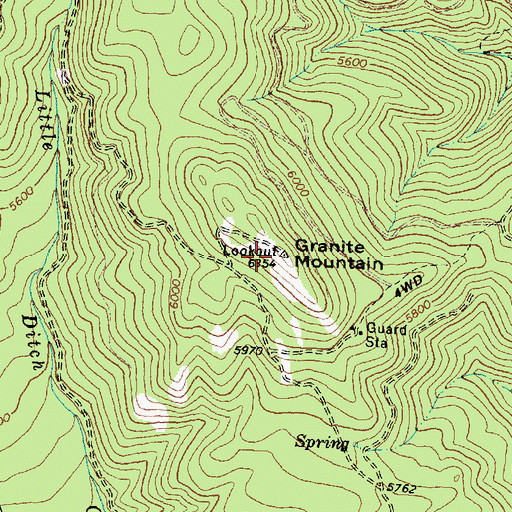 Topographic Map of Granite Mountain, ID