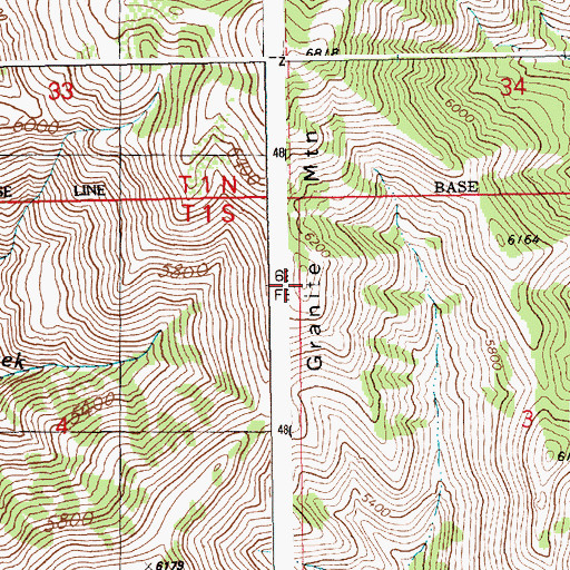 Topographic Map of Granite Mountain, ID