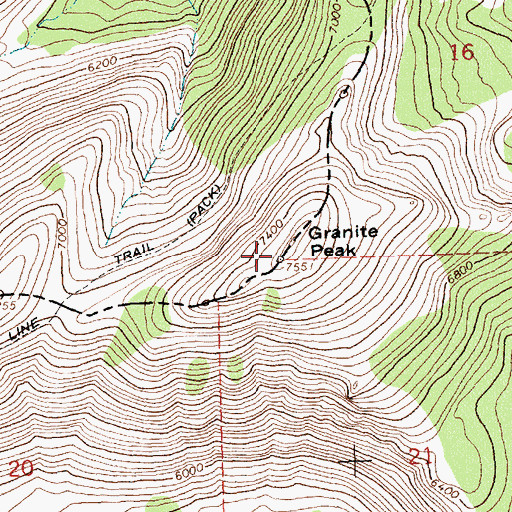 Topographic Map of Granite Peak, ID