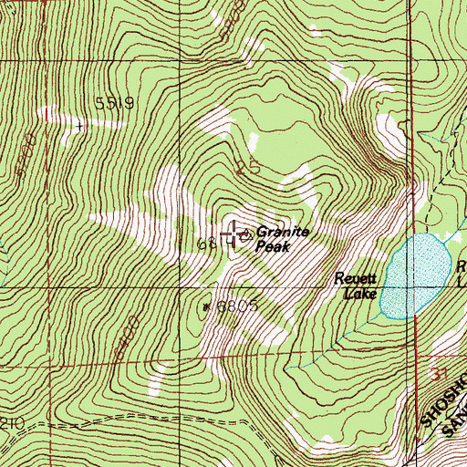 Topographic Map of Granite Peak, ID