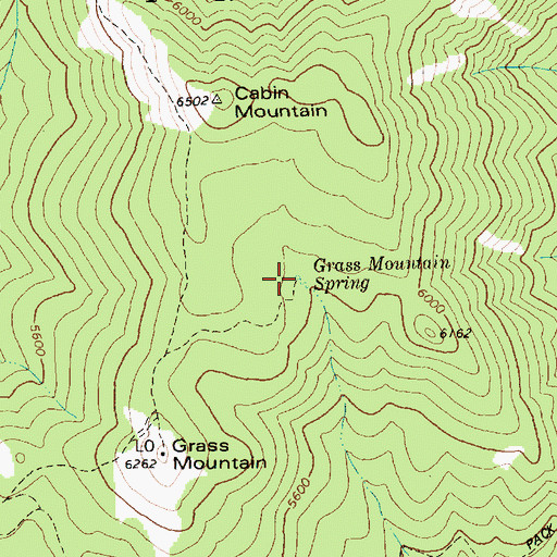 Topographic Map of Grass Mountain Spring, ID