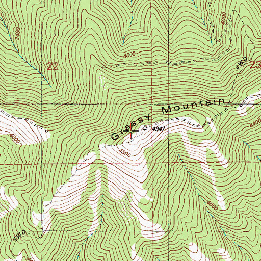 Topographic Map of Grassy Mountain, ID