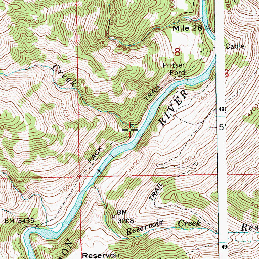 Topographic Map of Grave Creek, ID