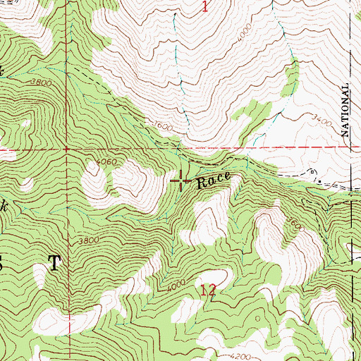 Topographic Map of Grave Creek, ID