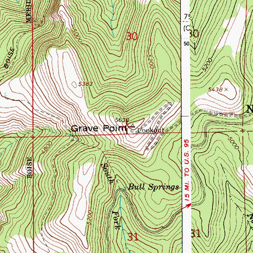 Topographic Map of Grave Point, ID