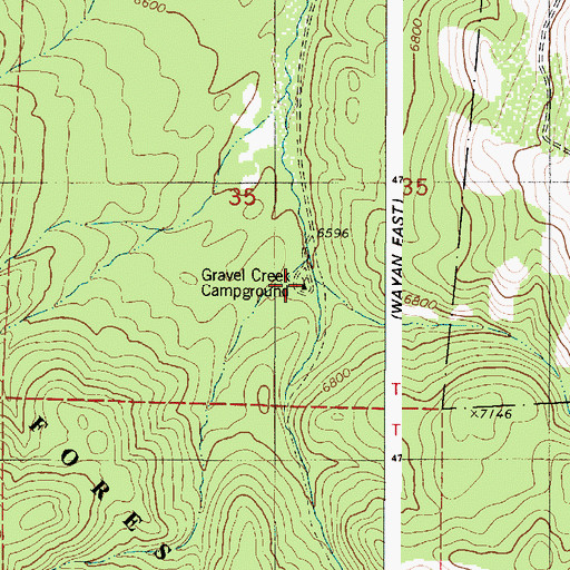 Topographic Map of Gravel Creek Campground, ID