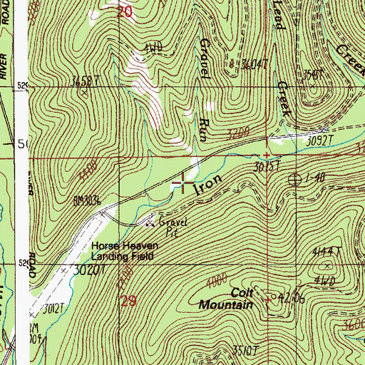 Topographic Map of Gravel Run, ID