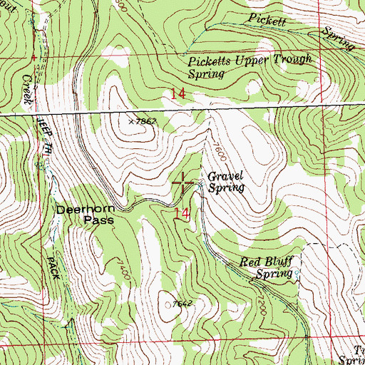 Topographic Map of Gravel Spring, ID