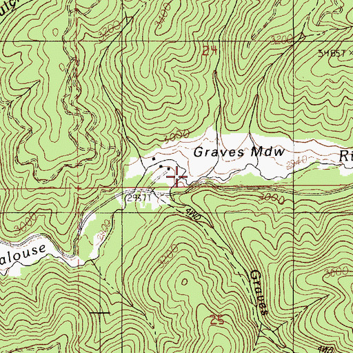 Topographic Map of Graves Creek, ID