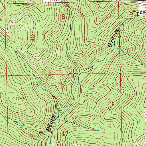 Topographic Map of Graves Creek, ID