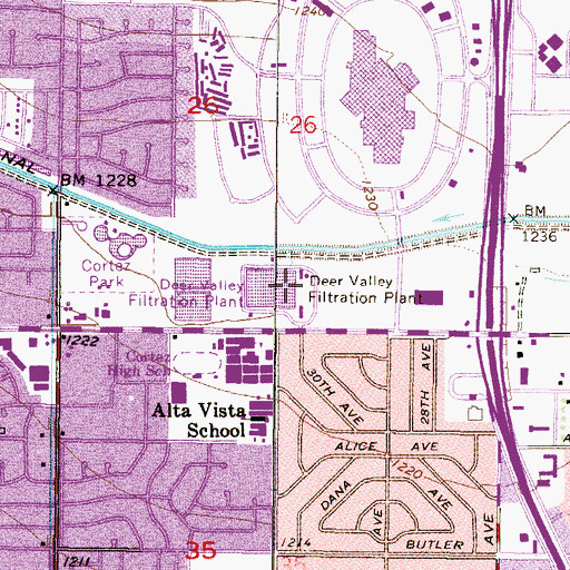 Topographic Map of Deer Valley Filtration Plant, AZ