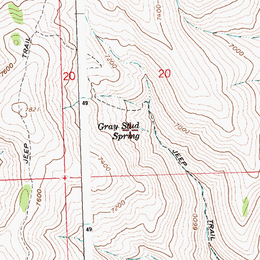 Topographic Map of Gray Stud Spring, ID