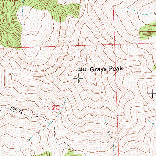 Topographic Map of Grays Peak, ID