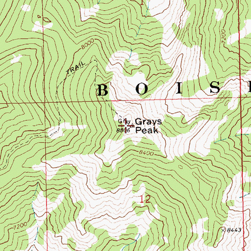 Topographic Map of Grays Peak, ID