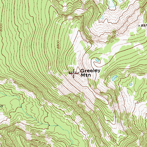 Topographic Map of Greeley Mountain, ID