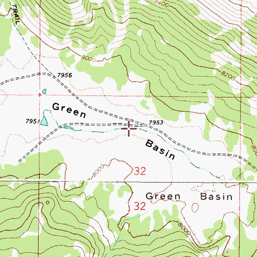 Topographic Map of Green Basin, ID