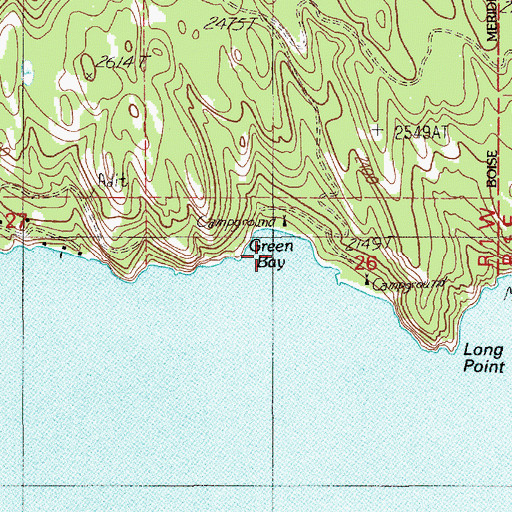 Topographic Map of Green Bay, ID