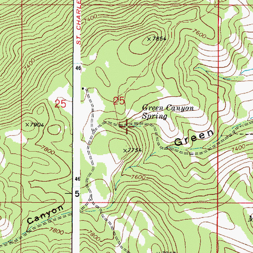 Topographic Map of Green Canyon Spring, ID