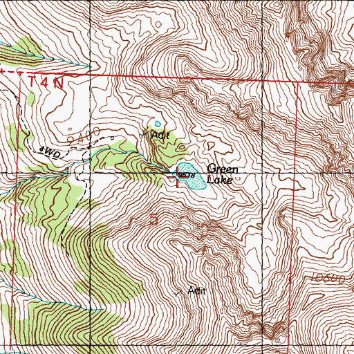 Topographic Map of Green Lake, ID