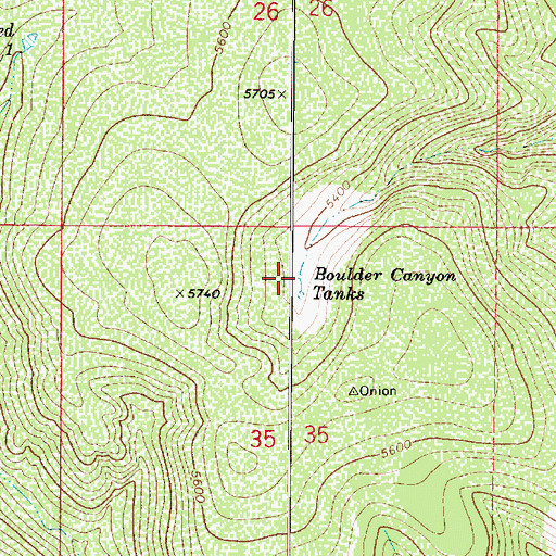 Topographic Map of Boulder Canyon Tank Number One, AZ