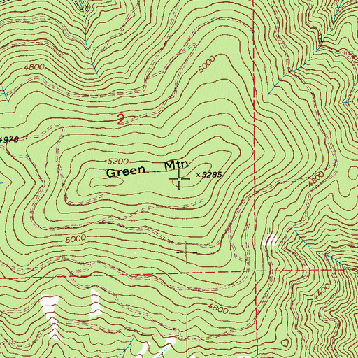 Topographic Map of Green Mountain, ID