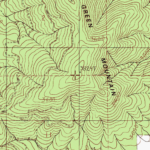 Topographic Map of Green Mountain, ID