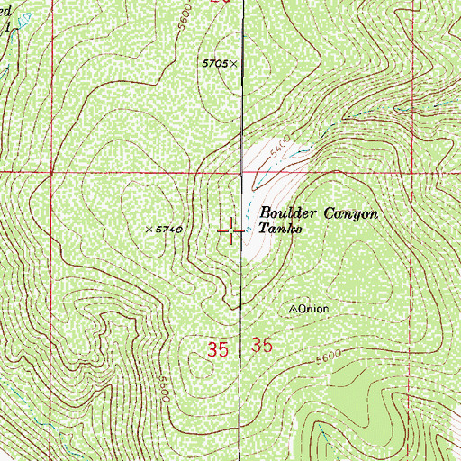 Topographic Map of Boulder Canyon Tank Number Two, AZ