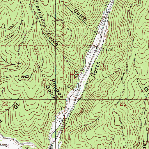 Topographic Map of Greenhorn Gulch, ID