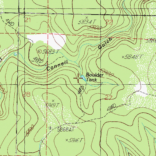 Topographic Map of Boulder Tank, AZ