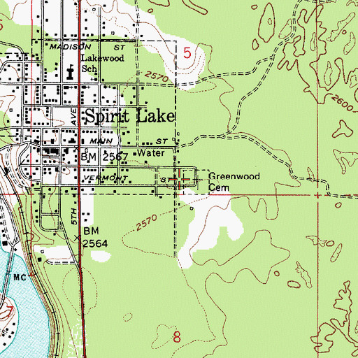 Topographic Map of Greenwood Cemetery, ID